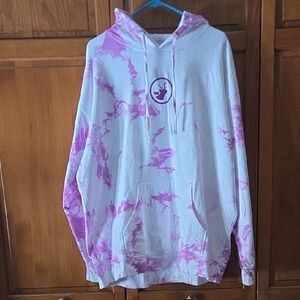 Mythical Men's XXL White and Pink Tie-Dye Hoodie